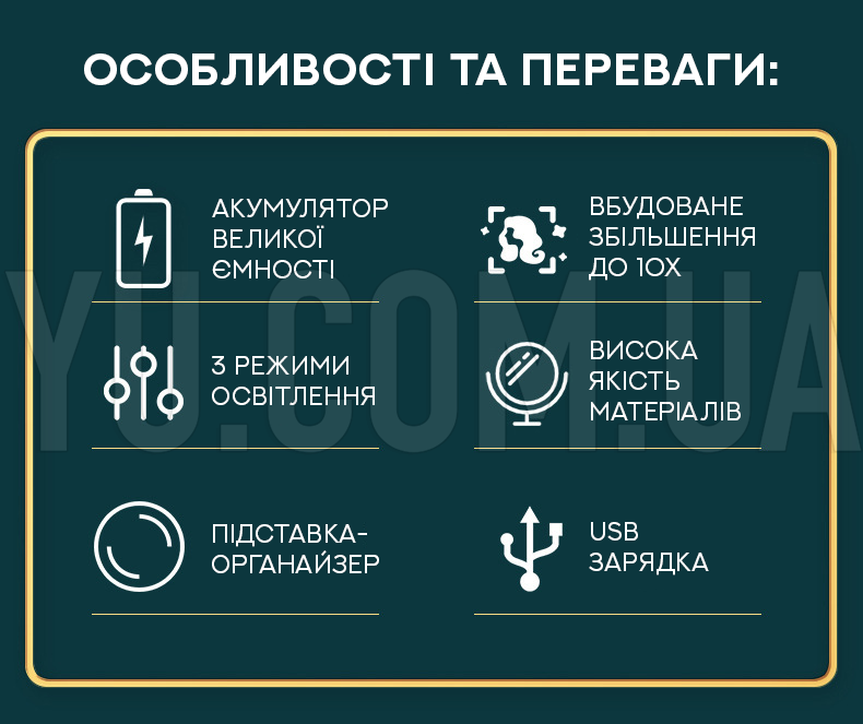 Косметичне дзеркало з підсвічуванням Bailong BL-JG-003 Косметичне дзеркало з підсвічуванням Bailong BL-JG-003